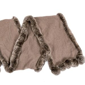 Magaschoni Taupe Cashmere Scarf with Fur Trim – 59” 🧣✨